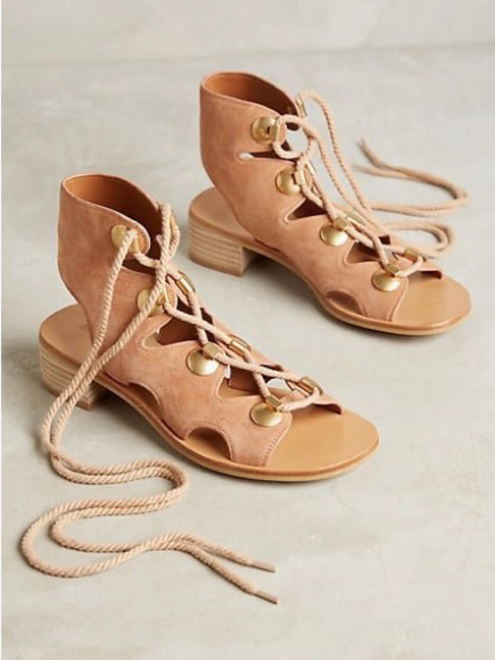 See By Chloe Tan Suede Edna Lace-Up Gladiator Sandals Size 39